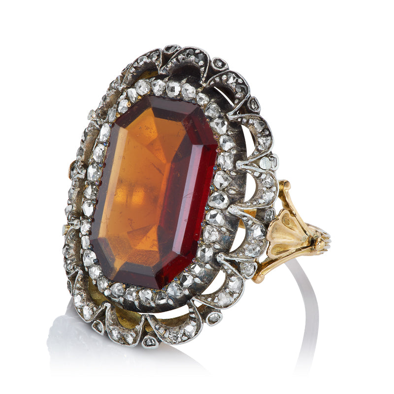 Garnet Cocktail Ring diamond with gemstone