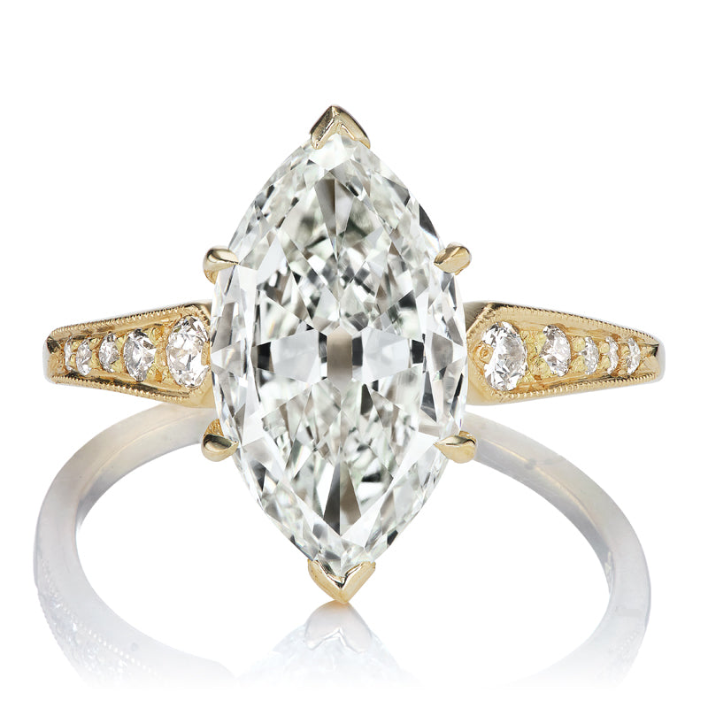 3.02ct Fiery Marquise Diamond Engagement Ring with Side Stones