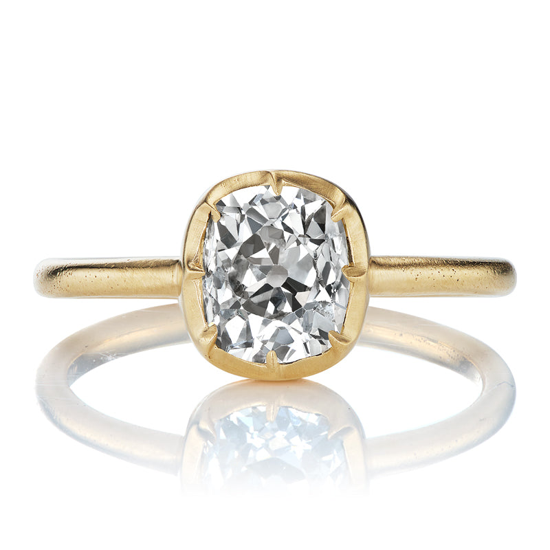 1 Carat Old Mine Cut Diamond Collet Set Engagement Ring