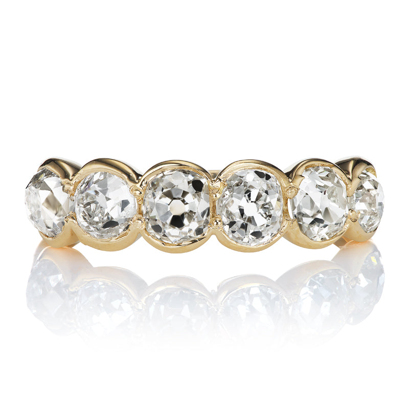 Bezel Set Old Mine Cut Diamond Half Hoop Band