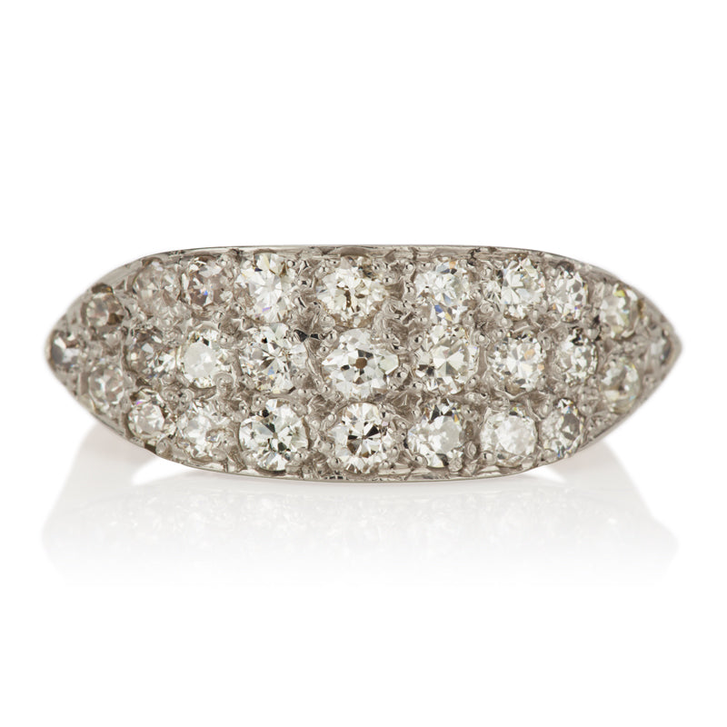 Antique Edwardian Ring with 28 Old European Cut Diamonds