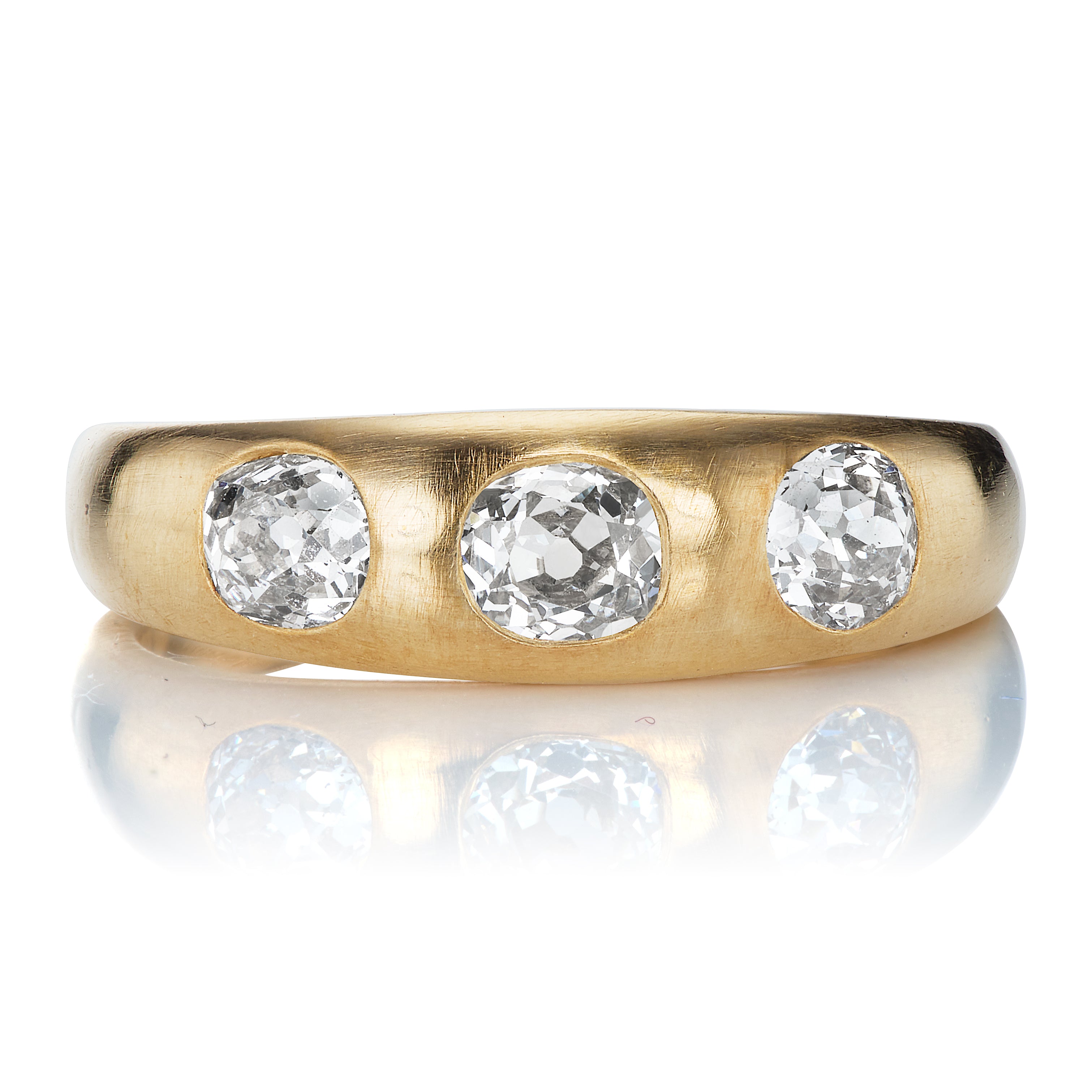 Three Stone Diamond Band in Chunky 18kt Gold