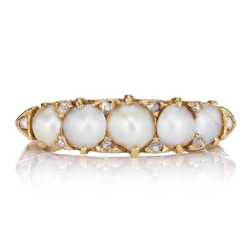 Five-Stone Pearl Half Hoop Ring