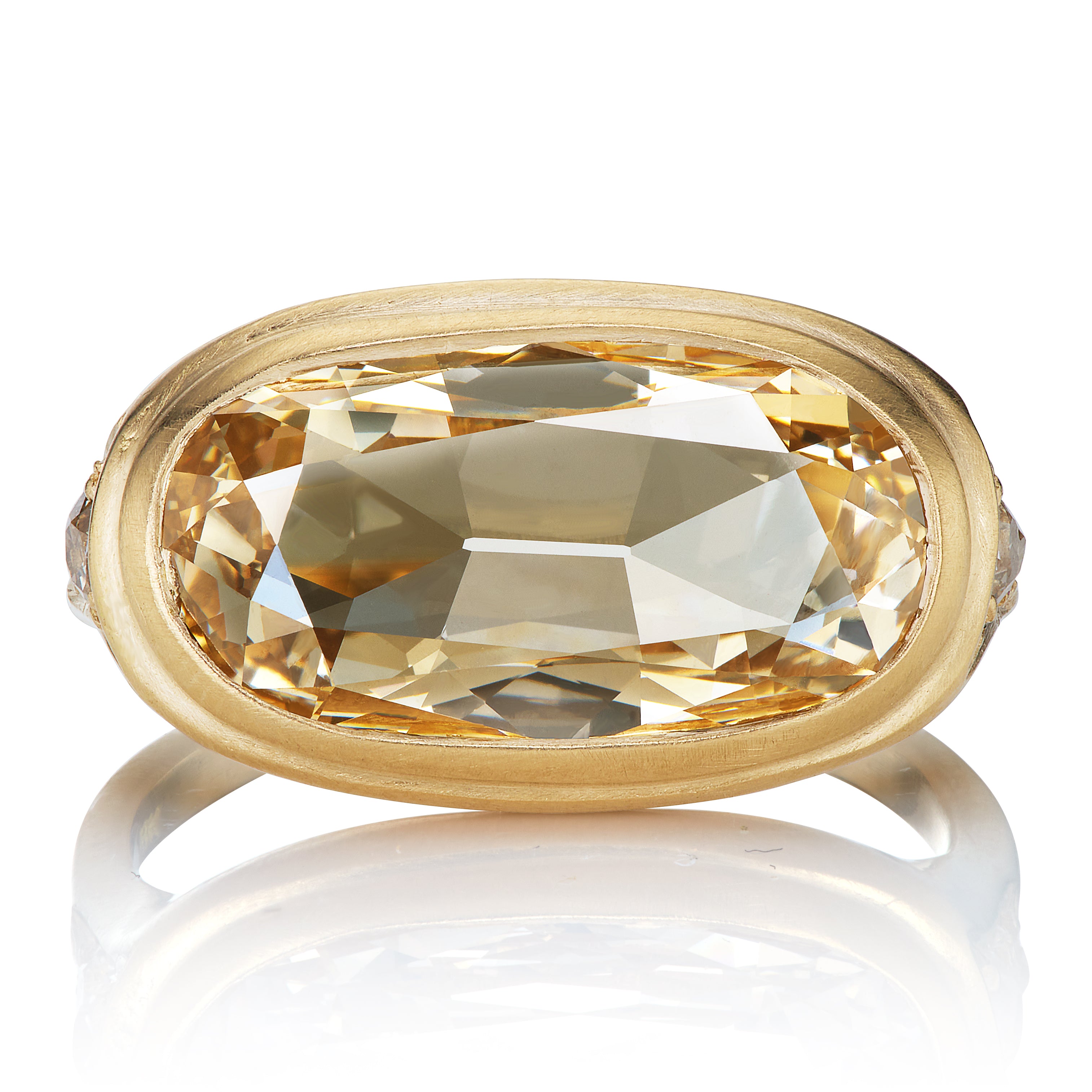 Unique East-West Set Oval Cut Light Brown Diamond Engagement Ring