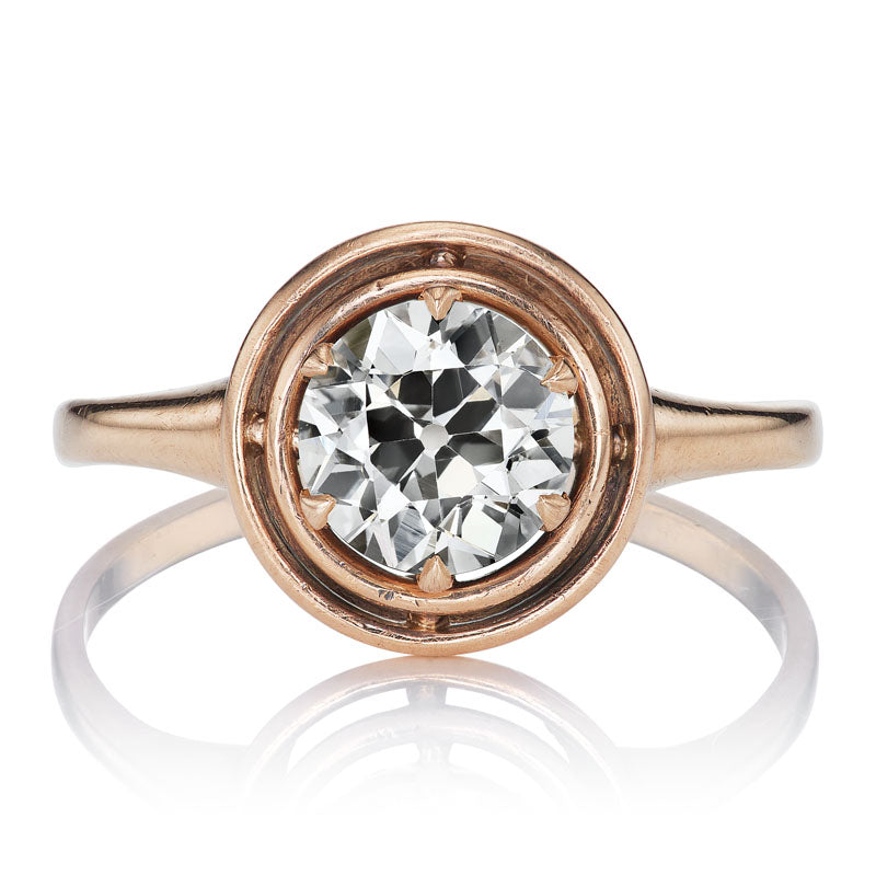 Antique 1.21ct Old Euro Cut Diamond Ring in 10kt Gold Setting