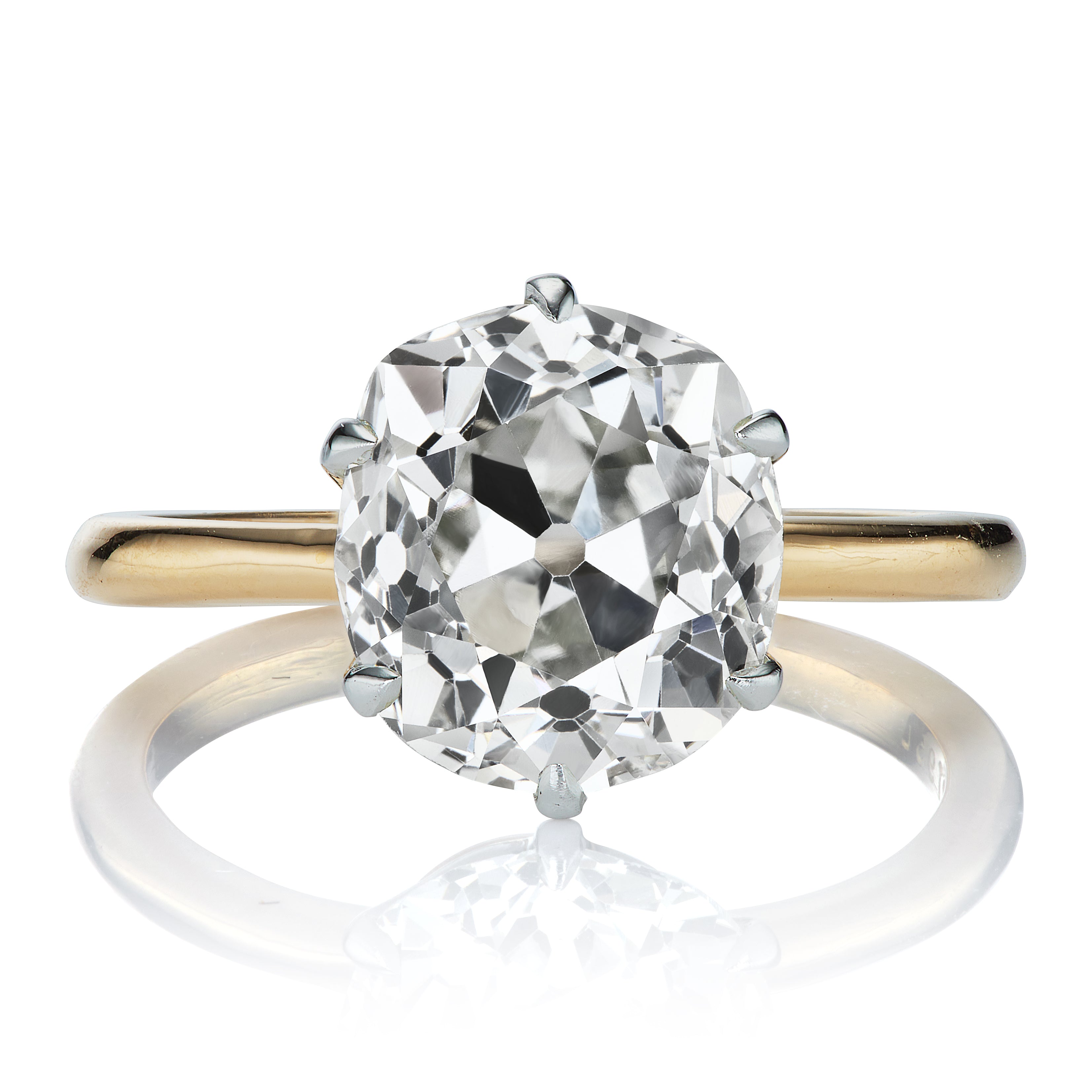 4.17ct Old Mine Cut Diamond Engagement Ring in Two-Tone Setting