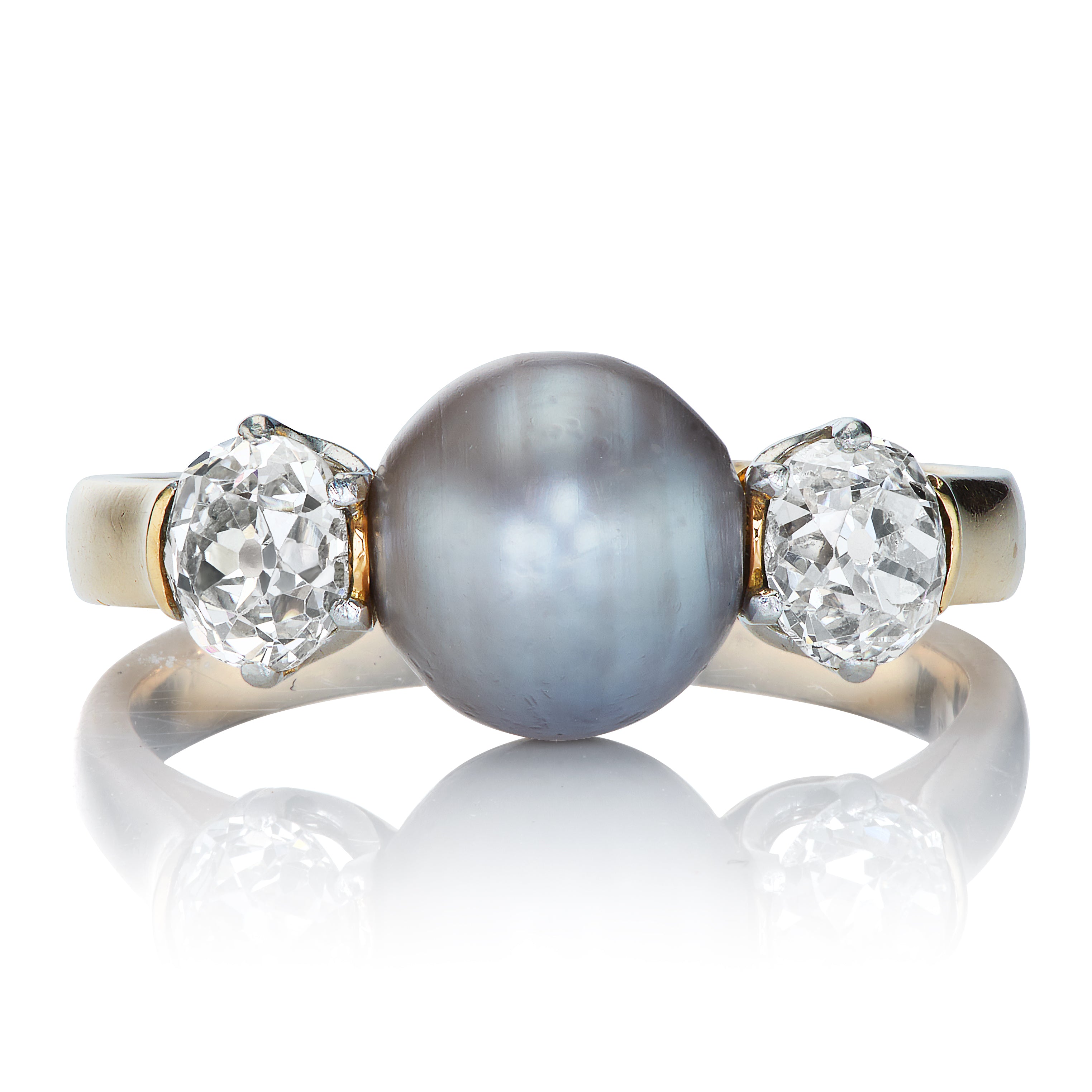 Edwardian Pearl and Diamond Fidget Ring