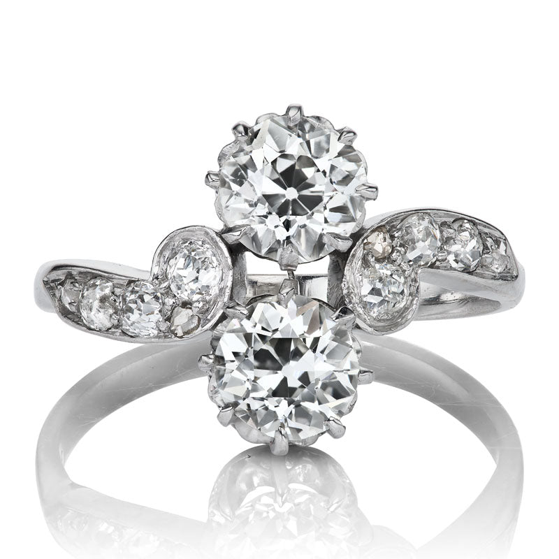 Vintage Toi et Moi Engagement Ring in Platinum