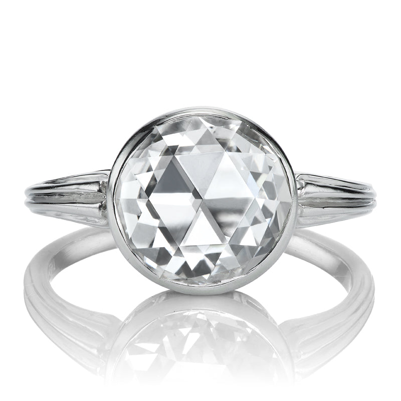 Bright White Rose Cut Diamond in Platinum Bezel Setting