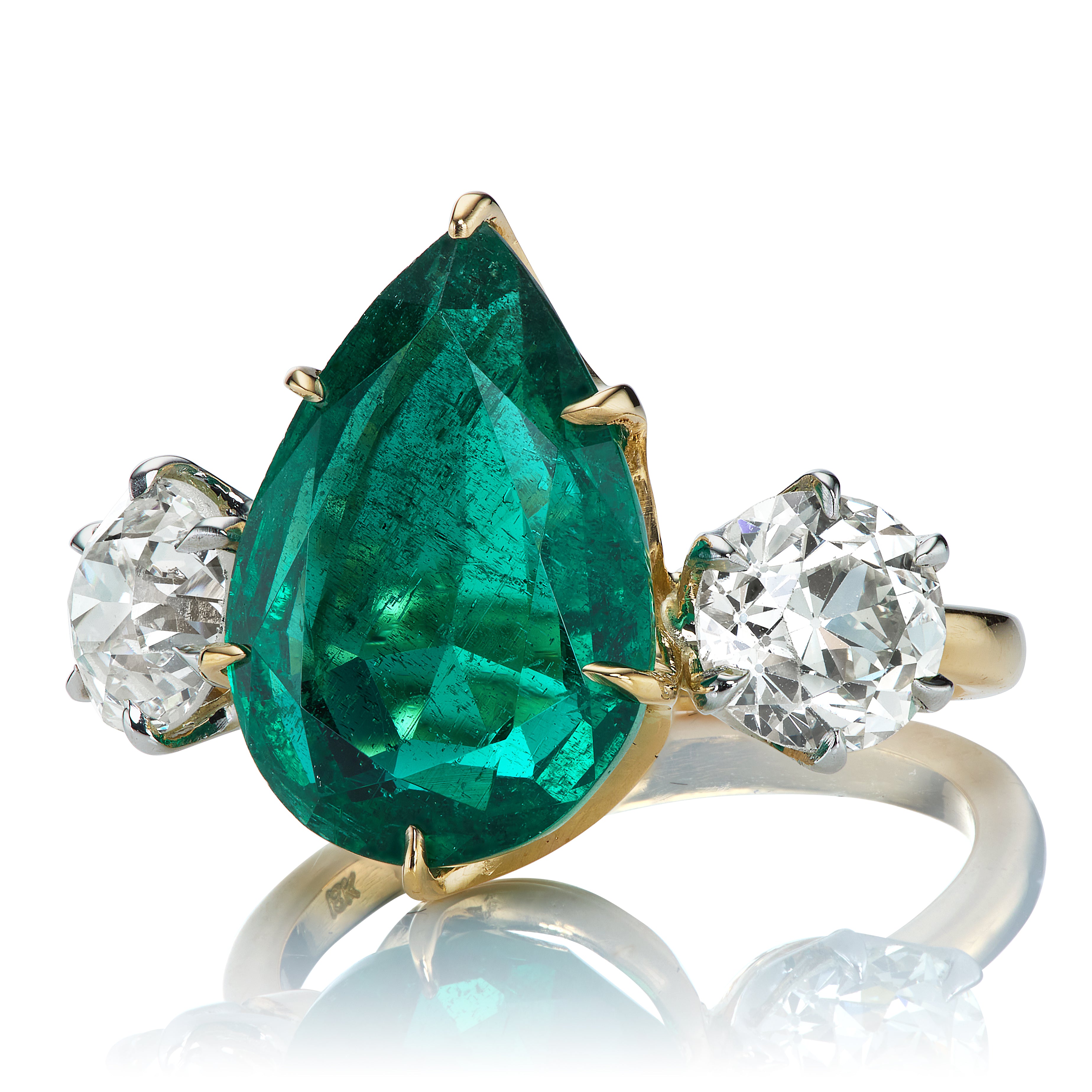 5.84ct Emerald diamond engagement ring with gemstone