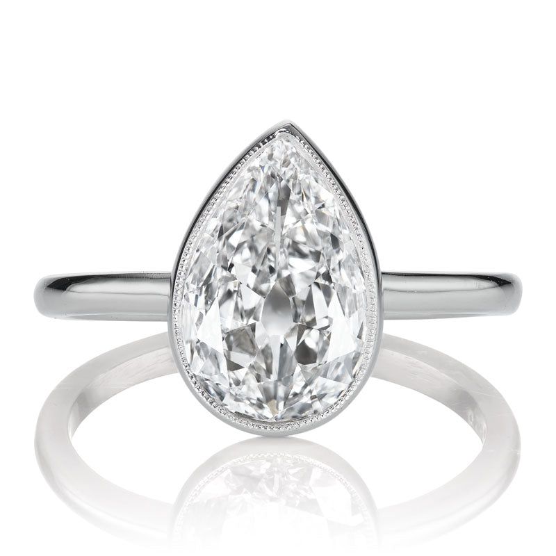 Spready Pear Cut Diamond in Platinum Bezel Setting