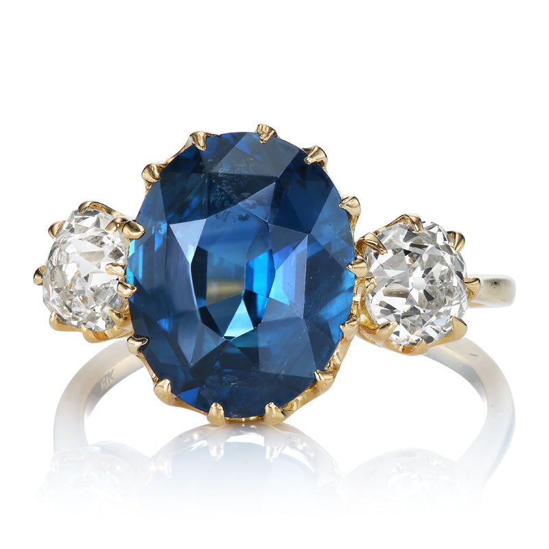 4.57ct Ethiopian Sapphire diamond engagement ring with gemstone