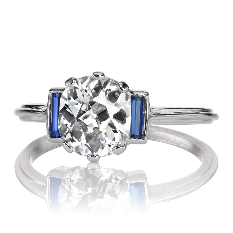 1.58ct Old Mine Cut Diamond diamond engagement ring with gemstone