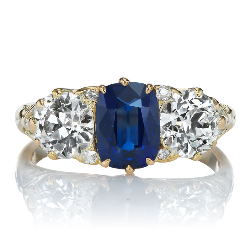 Edwardian No Heat Sapphire and Diamond Ring