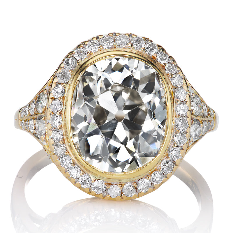 Incredible Edwardian Antique 4.60ct Old Mine Cut Diamond Ring with Halo