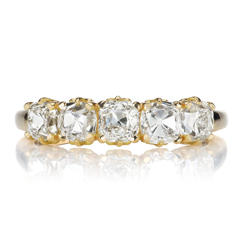 6 Stone Diamond Half Hoop Band in Yellow Gold