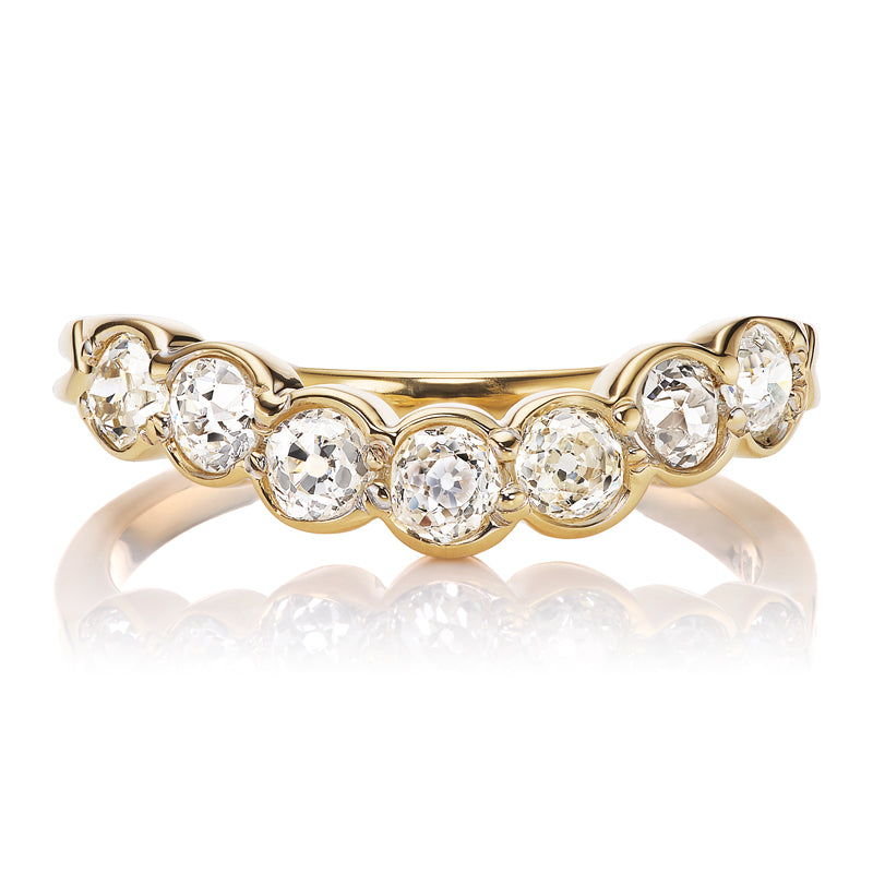 OEC Diamond Curved Wedding Band in Yellow Gold