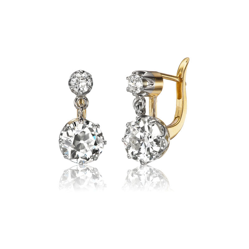 Antique Two-Tone Diamond Drop Earrings