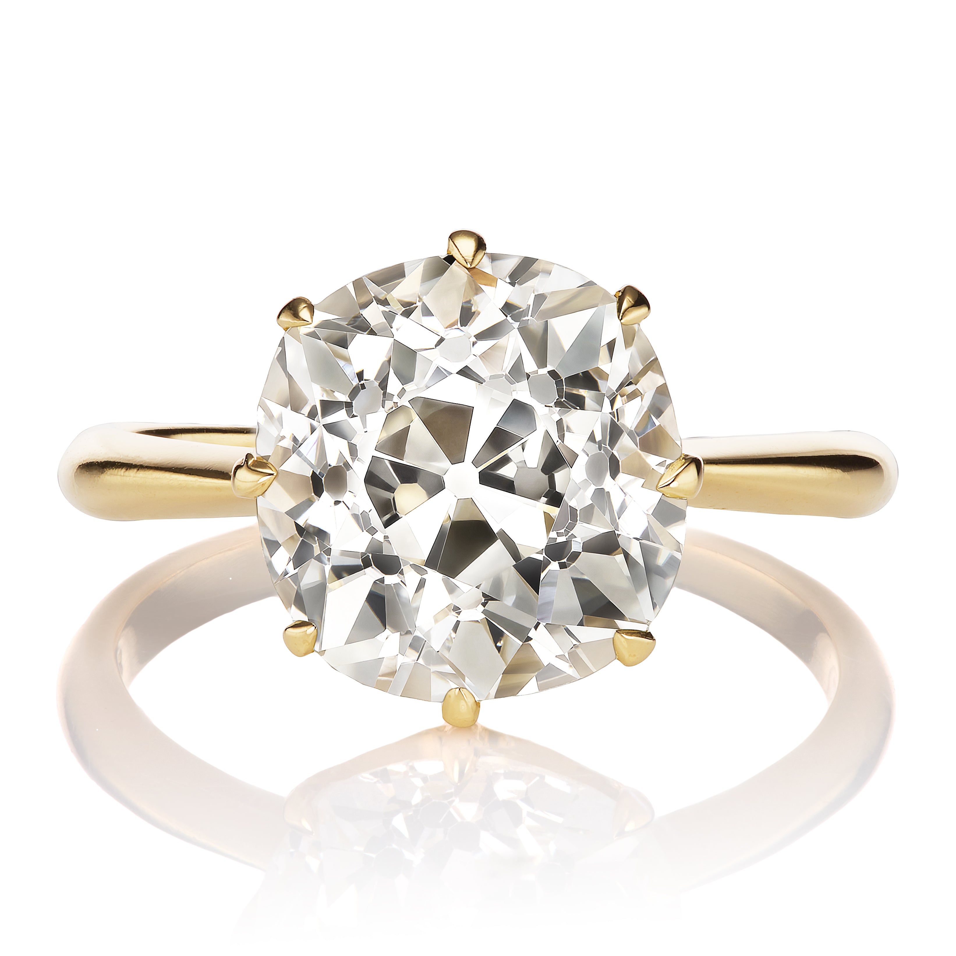 4.40ct Old Mine Cut Diamond Solitaire Ring