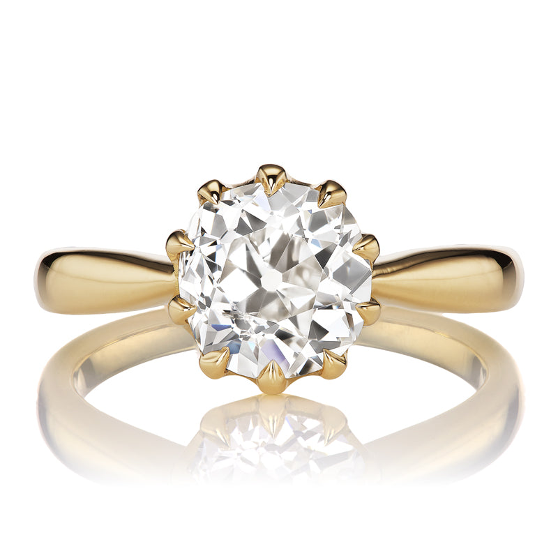 Classic 2 Carat Diamond Solitaire Ring with Gold Tapered Band