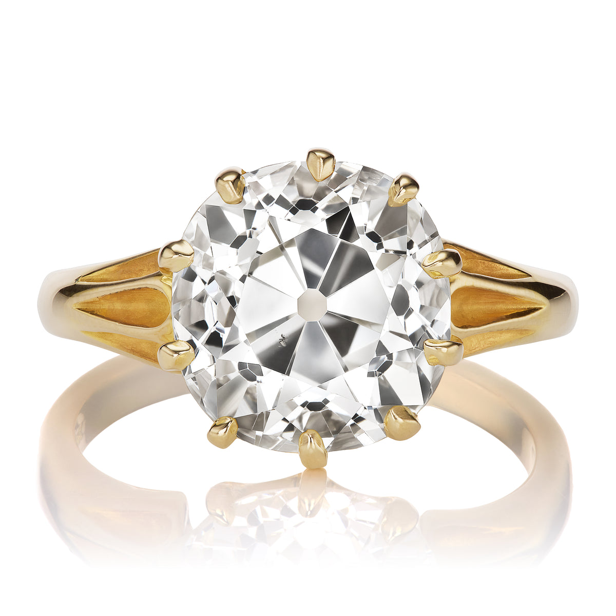 5 Carat Old Mine Cut Diamond in Antique-Inspired Gold Setting