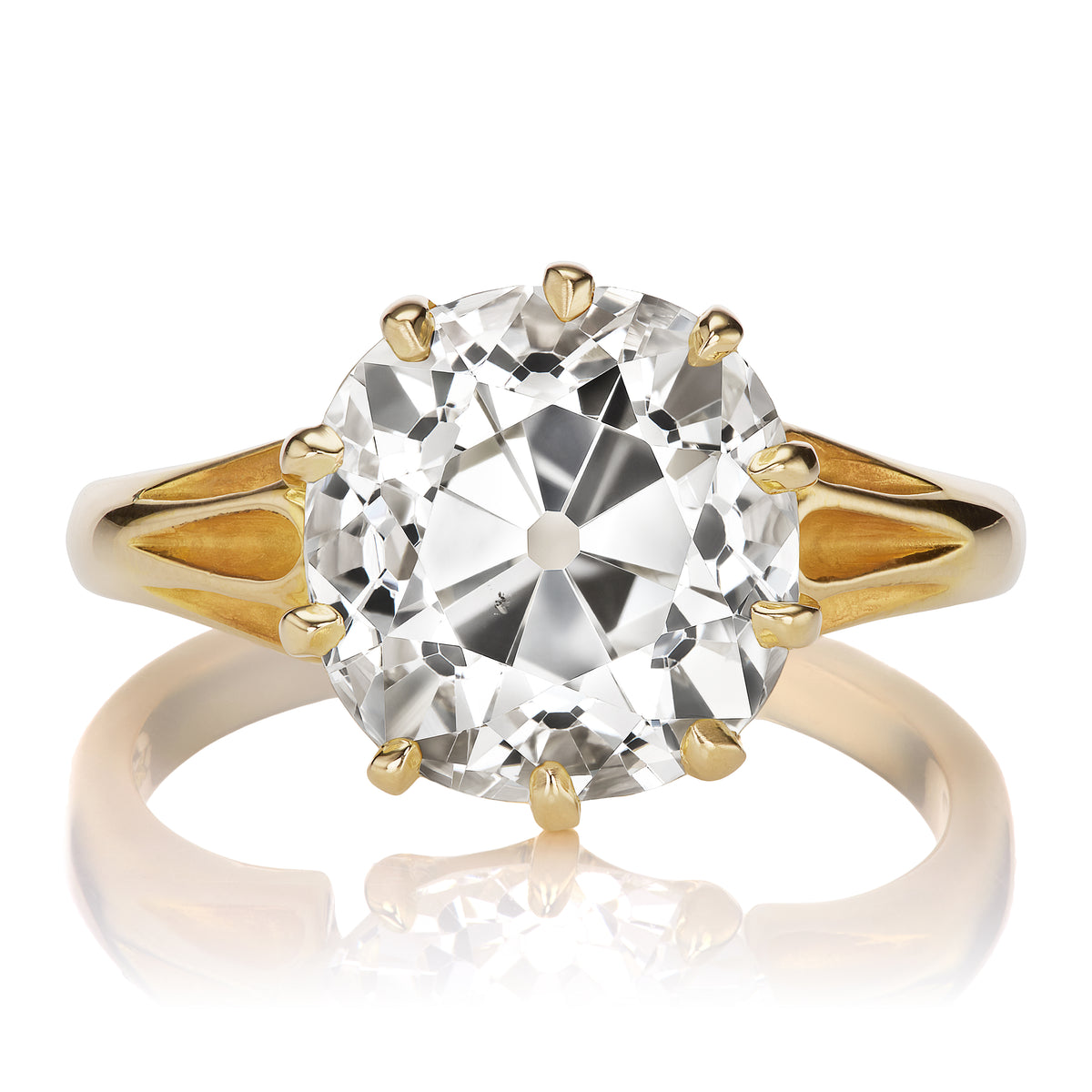 5 Carat Old Mine Cut Diamond in Antique-Inspired Gold Setting