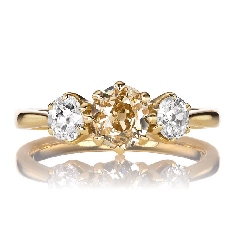 Contrasting Fancy Brown Antique Diamond Three Stone Ring