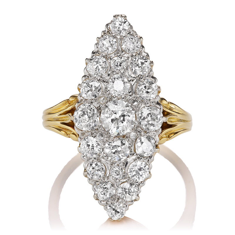 Antique Old Cut Diamond Navette Ring