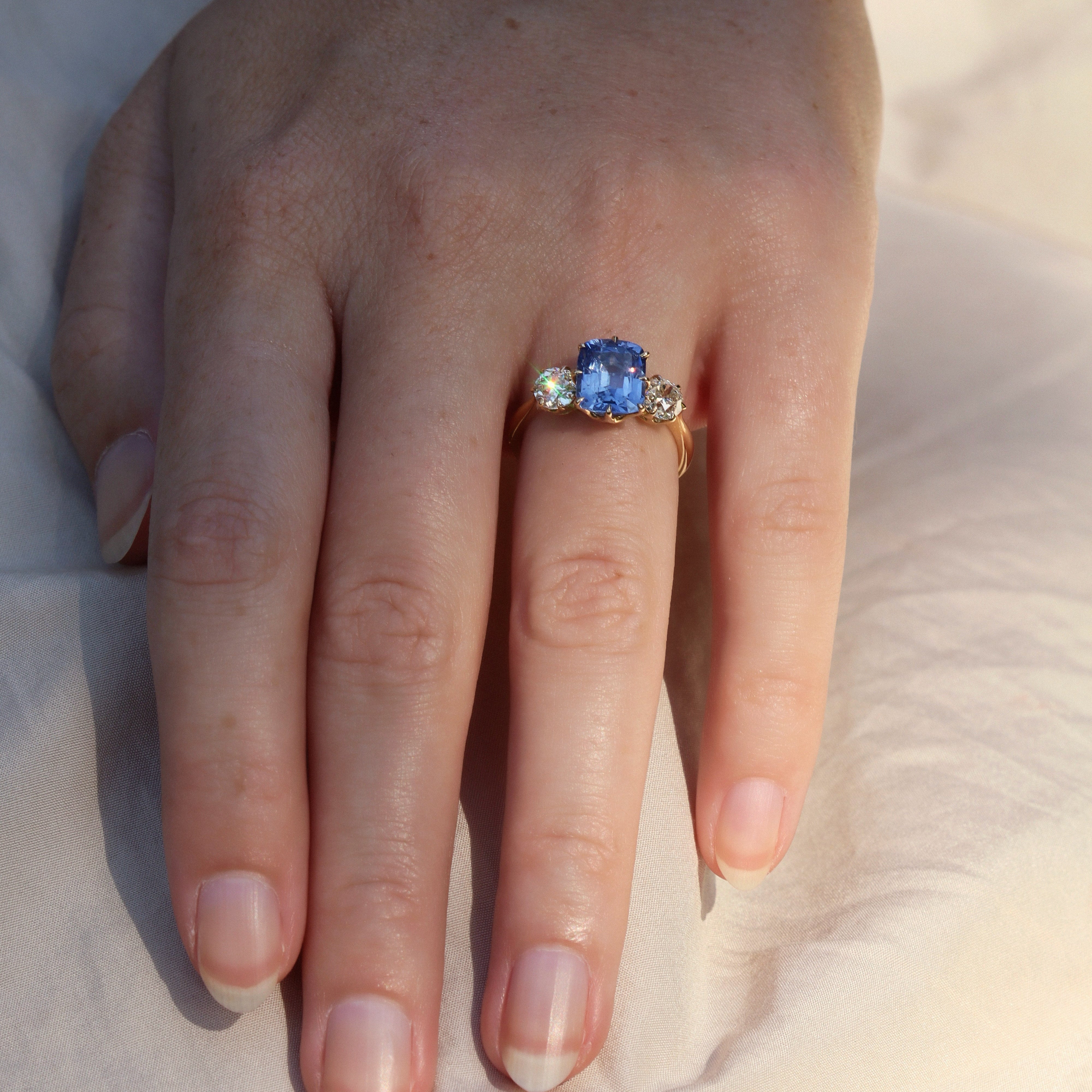 AB MADE diamond engagement ring with gemstone