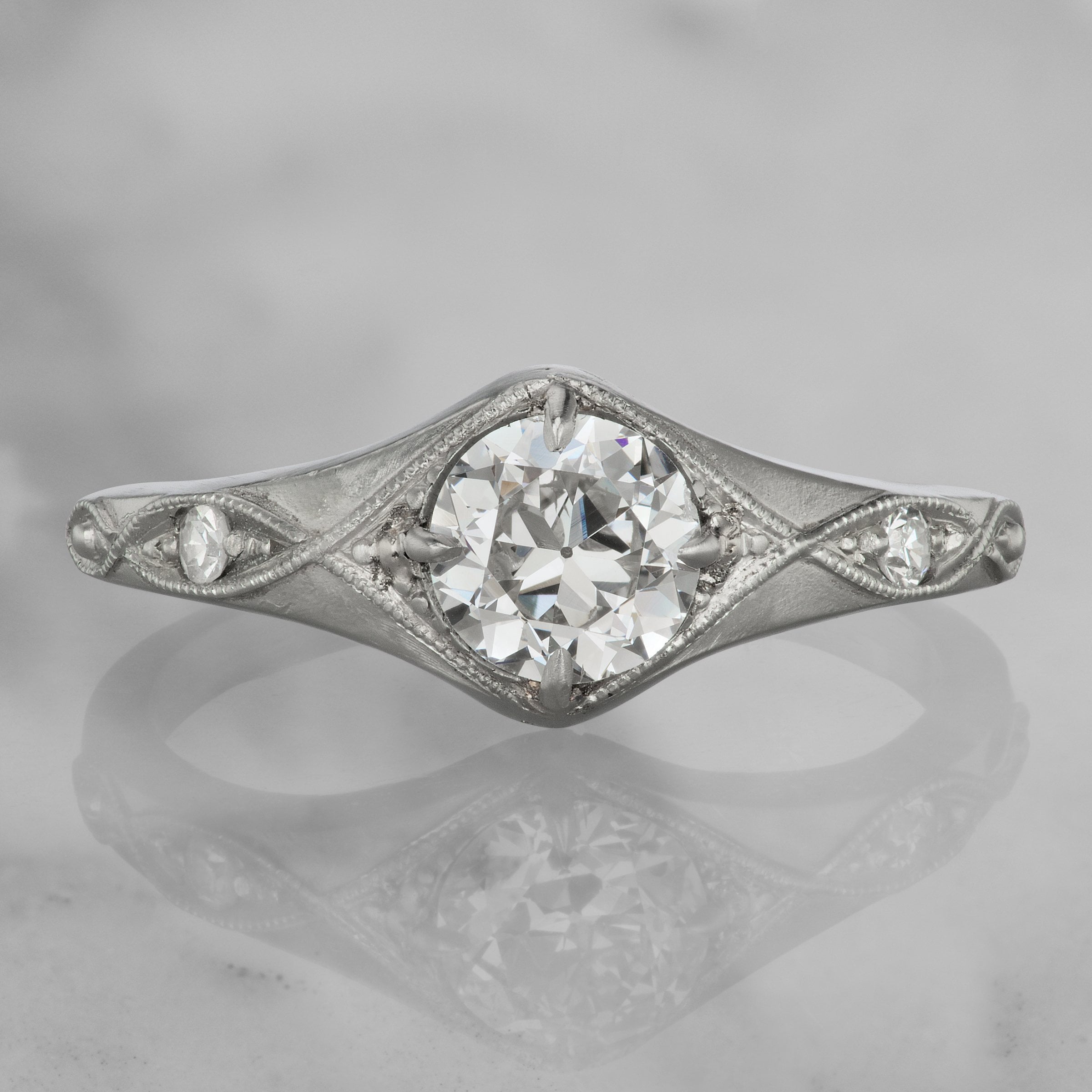 Vintage Milgrain Diamond Engagement Ring Circa 1920 | Victor Barbone