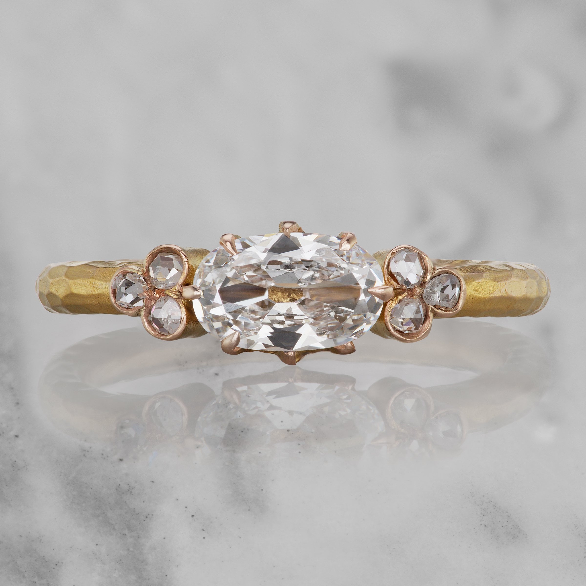 East West Oval Diamond Engagement Ring Circa 1910 | Victor Barbone