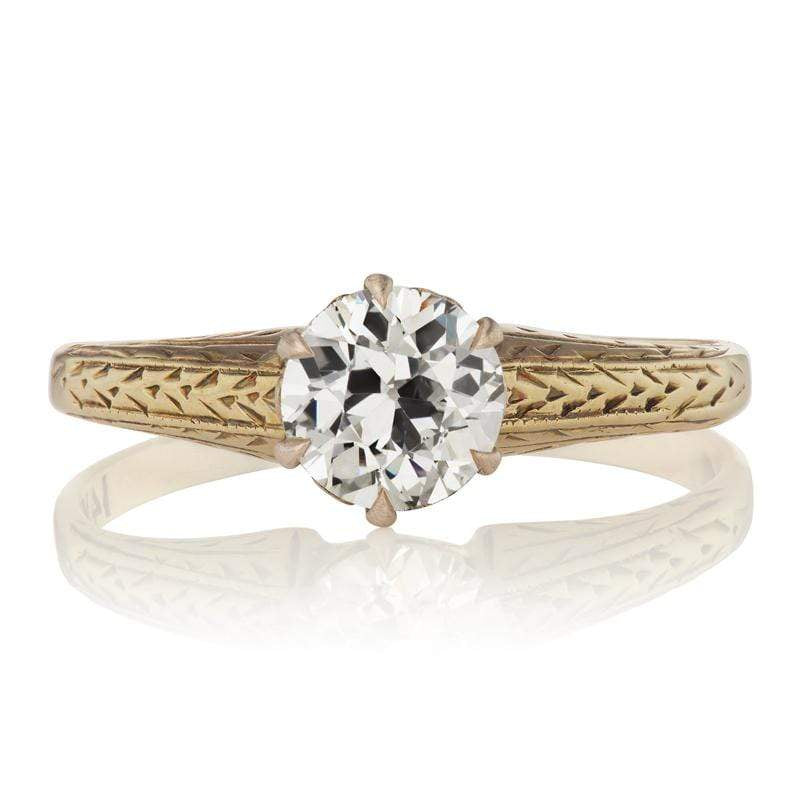 Art Deco Transitional Cut Diamond Solitaire Engagement Ring