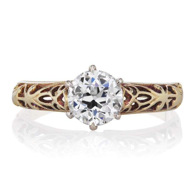 Edwardian Engraved Diamond Solitaire Engagement Ring