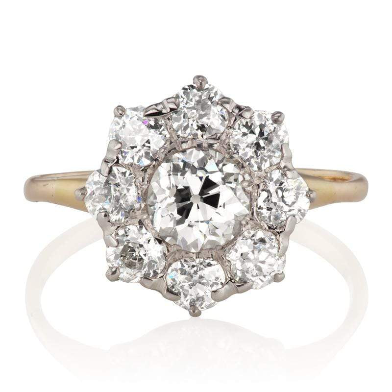 Edwardian Diamond Halo Engagement Ring