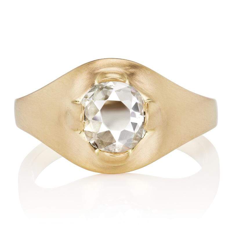 Rose Cut Diamond Engagement Ring with Thick Band