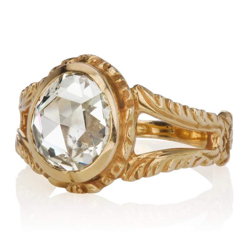 1.70 Rose Cut Diamond diamond engagement ring