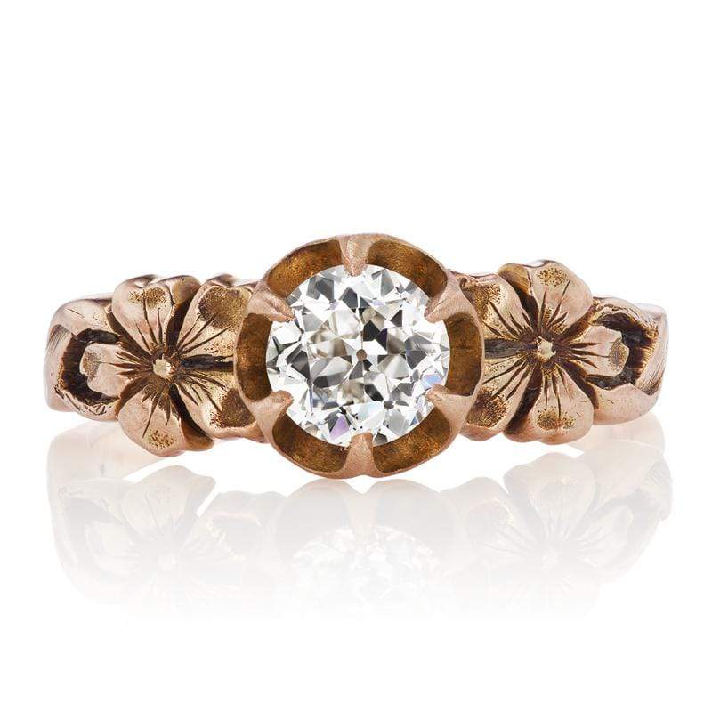 Vintage Art Nouveau Floral 10kt Yellow Gold Engagement Ring