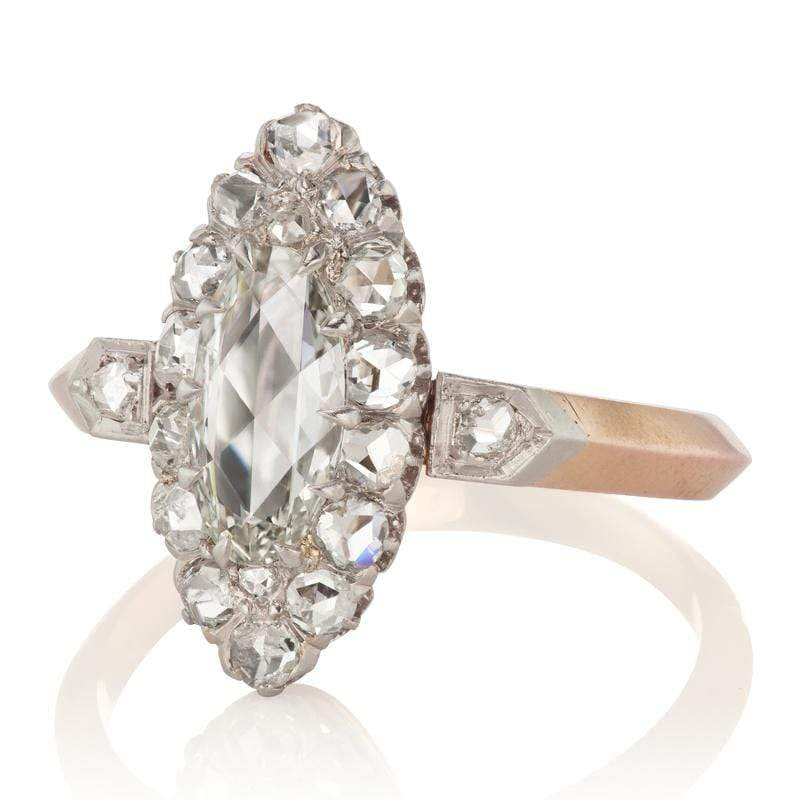 0.70ct Oval Rose cut diamond engagement ring