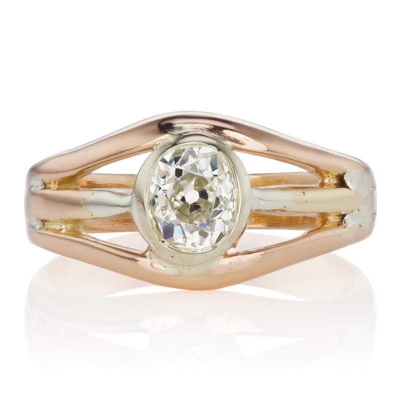 Unique Bezel Set Diamond Yellow Gold Engagement Ring