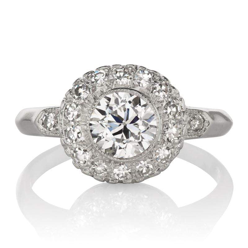 Edwardian Bezel Set Diamond Halo Engagement Ring