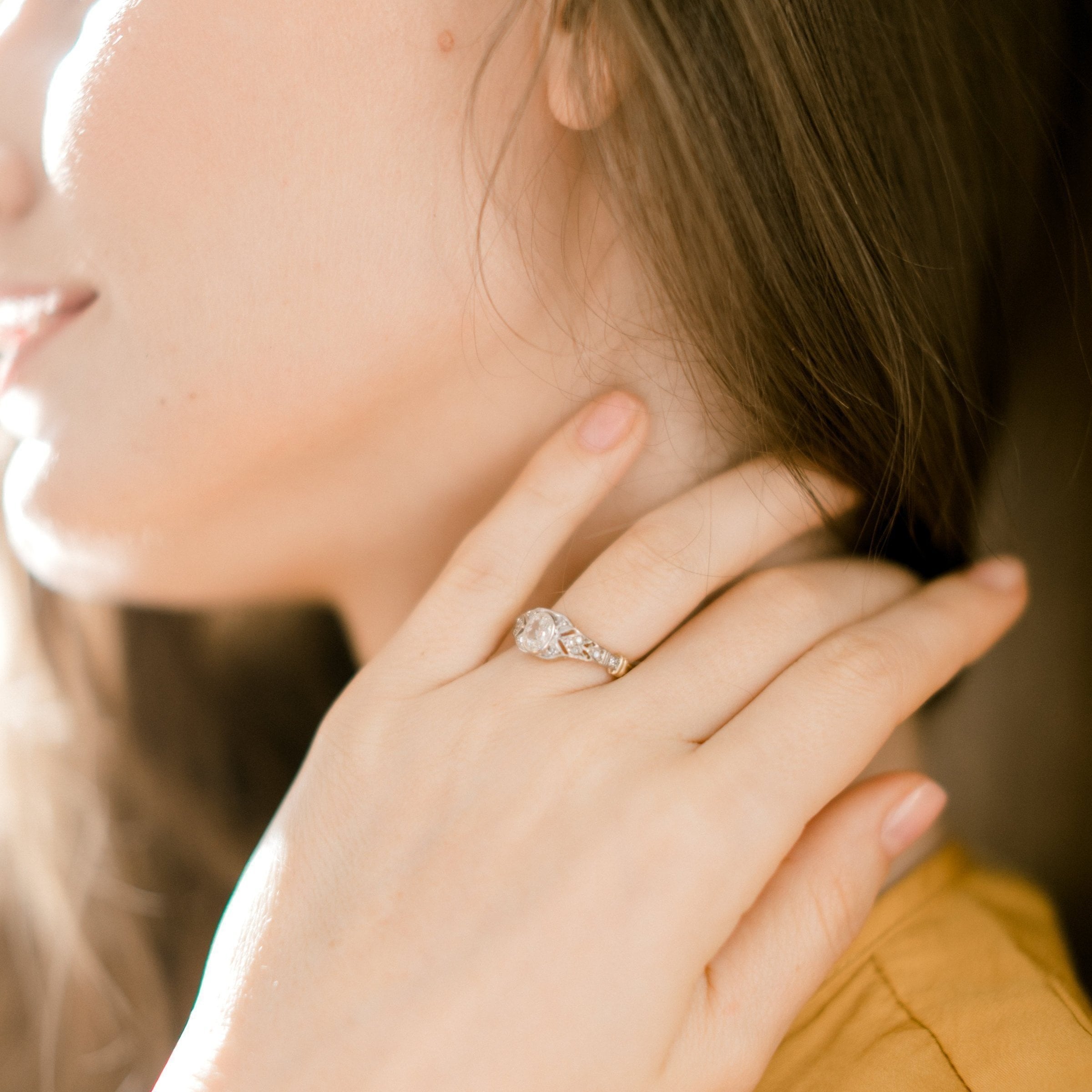 0.77 Carat Champagne Color Oval Diamond