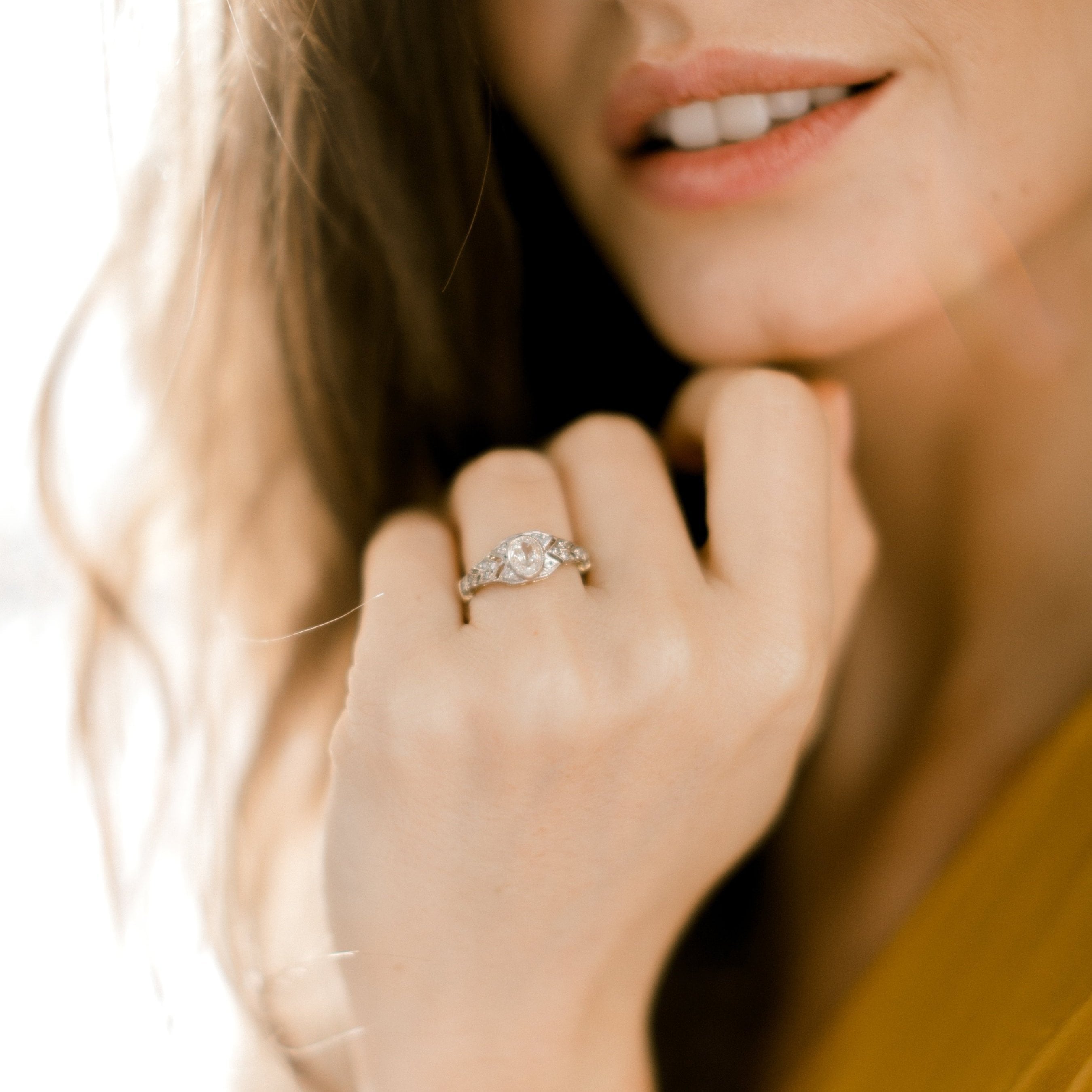 0.77 Carat Champagne Color Oval Diamond