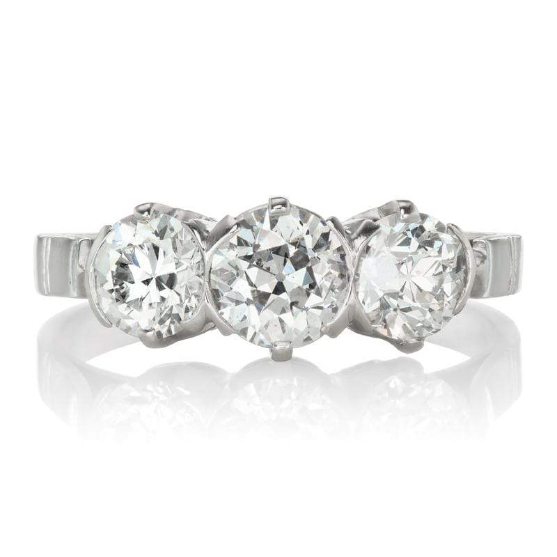 Stackable Platinum 3 Diamond Engagement Ring | Victor Barbone