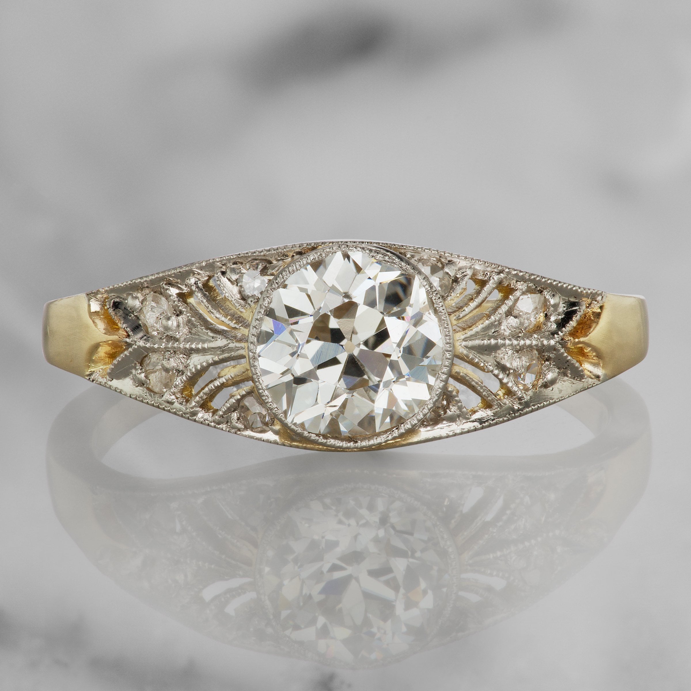 Two Tone Filigree Engagement Ring Circa 1910 | Victor Barbone
