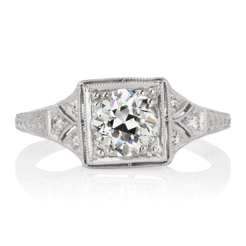 Platinum Square Diamond Engagement Ring