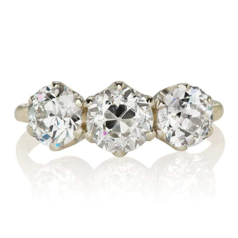 Vintage Yellow Gold Engagement Ring with old European cut Diamonds