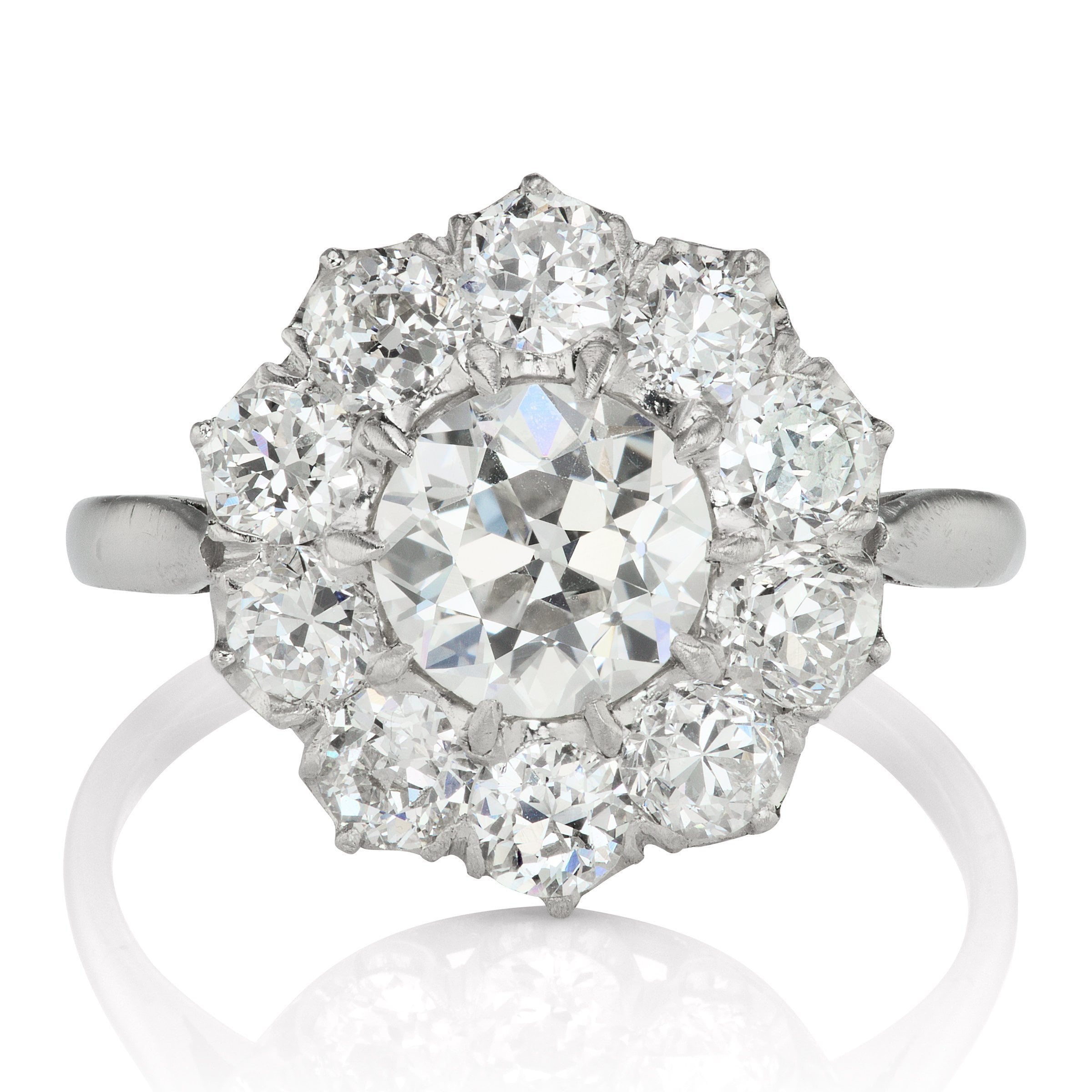 Vintage Platinum Cluster Engagement Ring - Circa 1910 | Victor Barbone