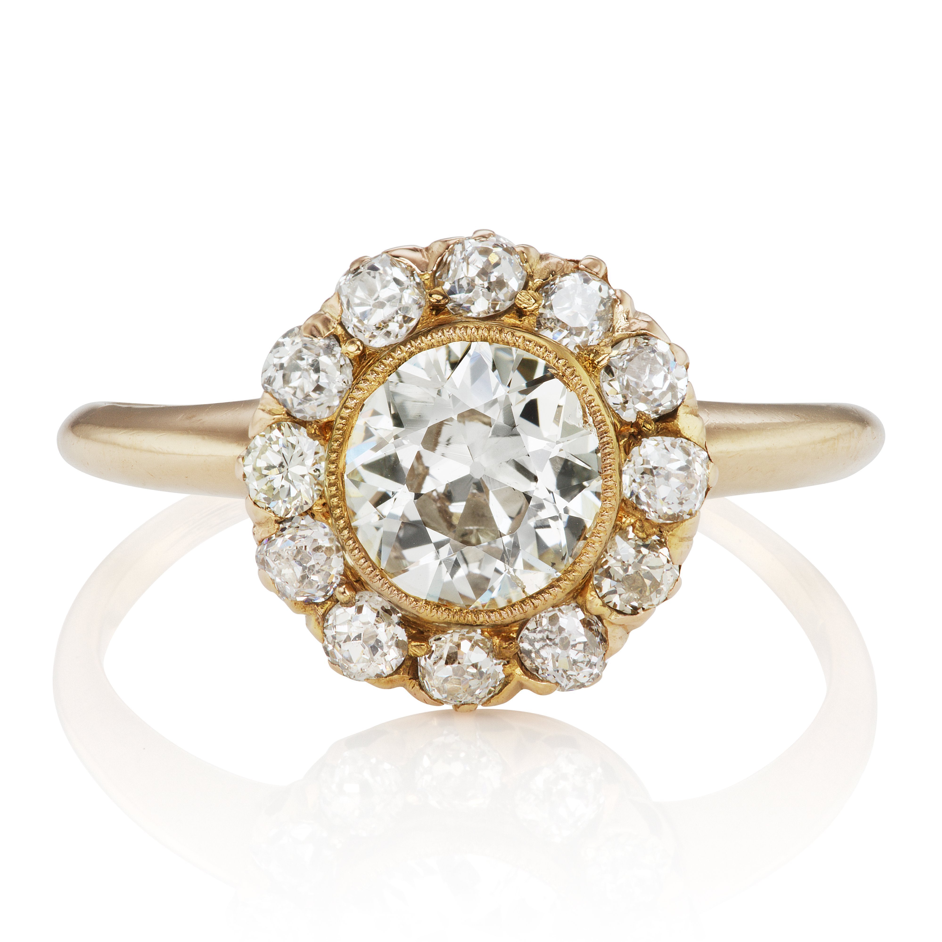 Round Bezel Halo Engagement Ring Circa 1910 | Victor Barbone