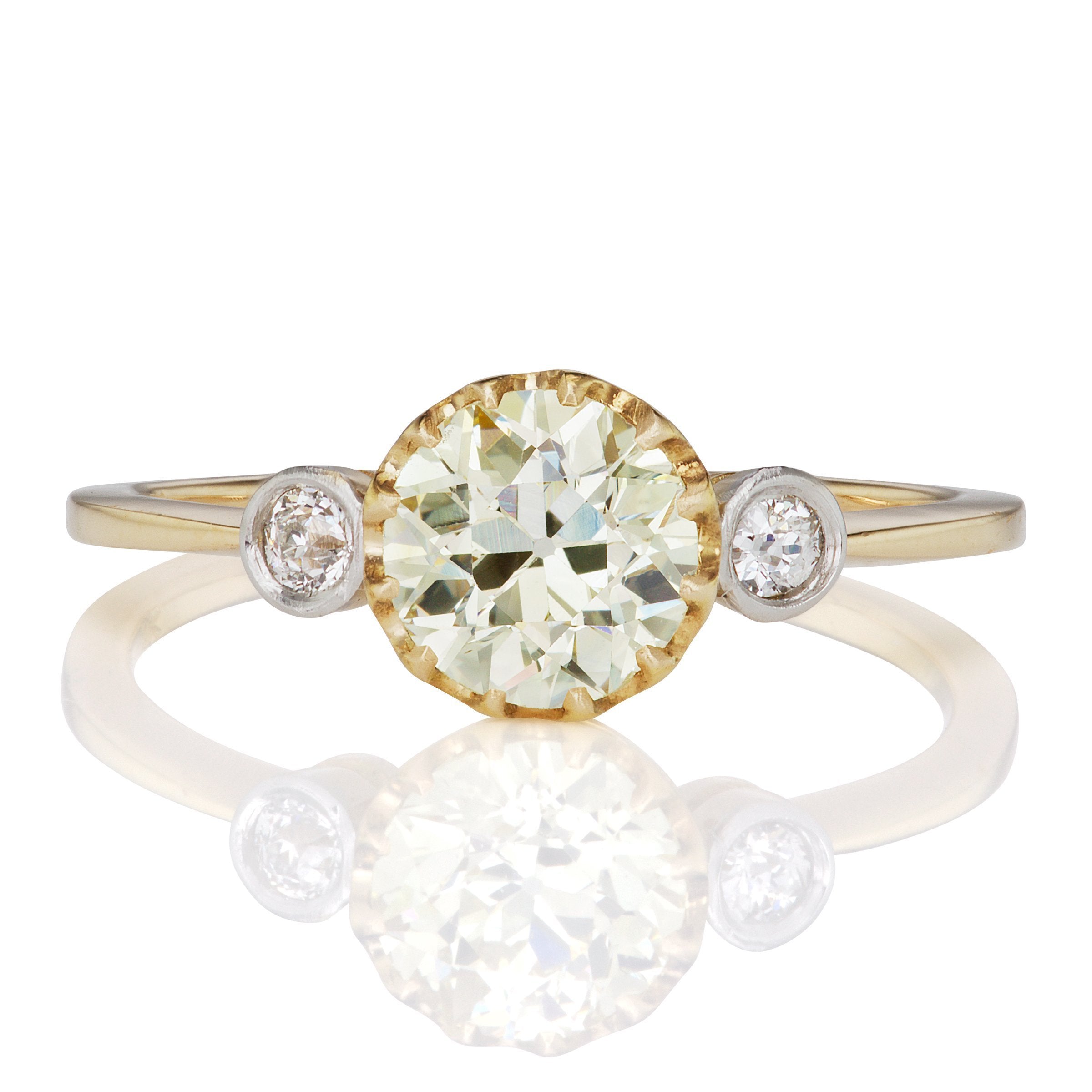 W-X Color Diamond Engagement Ring With Side Stones | Victor Barbone
