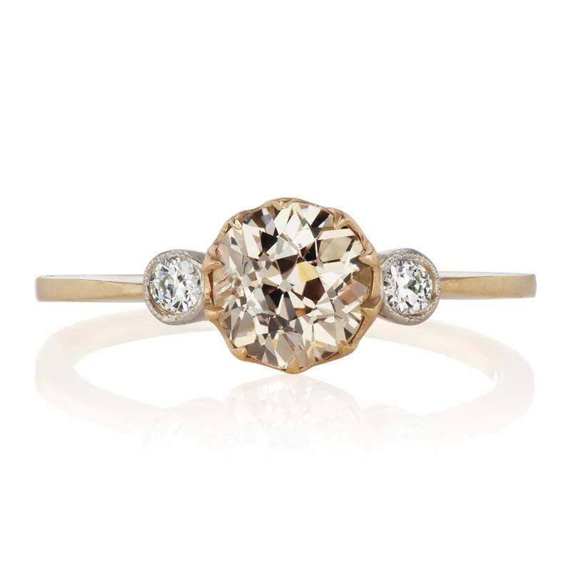 Brown Diamond Engagement Ring with Bezel Side Stones